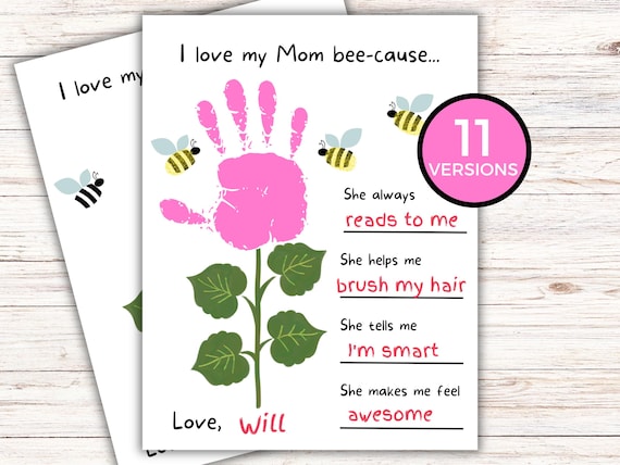 Kids Handprint Keepsake for Mom, Teacher Resource, Craft for Pre-K Kindergarten Children, Mothers Day, Mom Birthday Gift, Mothers Day Craft
