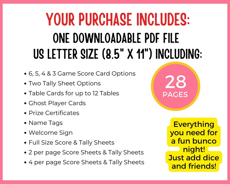 Summer Days Bunco Score Sheets, June Bunco Score Cards, June Bunco Game, Bunco Babe Cards, June Bunco Party, Summer Bunco Night Dice Game image 14