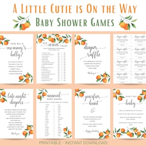 A Little Cutie is On the Way Baby Shower Games, A Little Cutie Baby Shower, Gender Neutral Games, Clementine Baby Shower Games, Cutie Baby