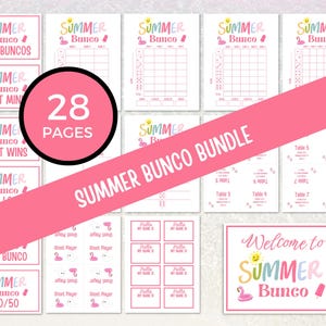 Summer Days Bunco Score Sheets, June Bunco Score Cards, June Bunco Game, Bunco Babe Cards, June Bunco Party, Summer Bunco Night Dice Game image 2