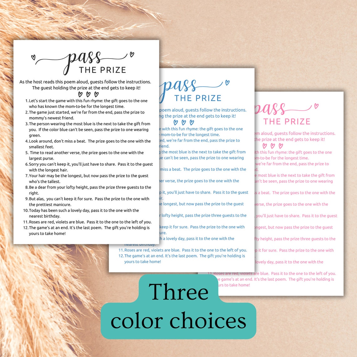 Pass the Prize Game, Rhyme Game, Minimalist Baby Shower Game, Pass the ...