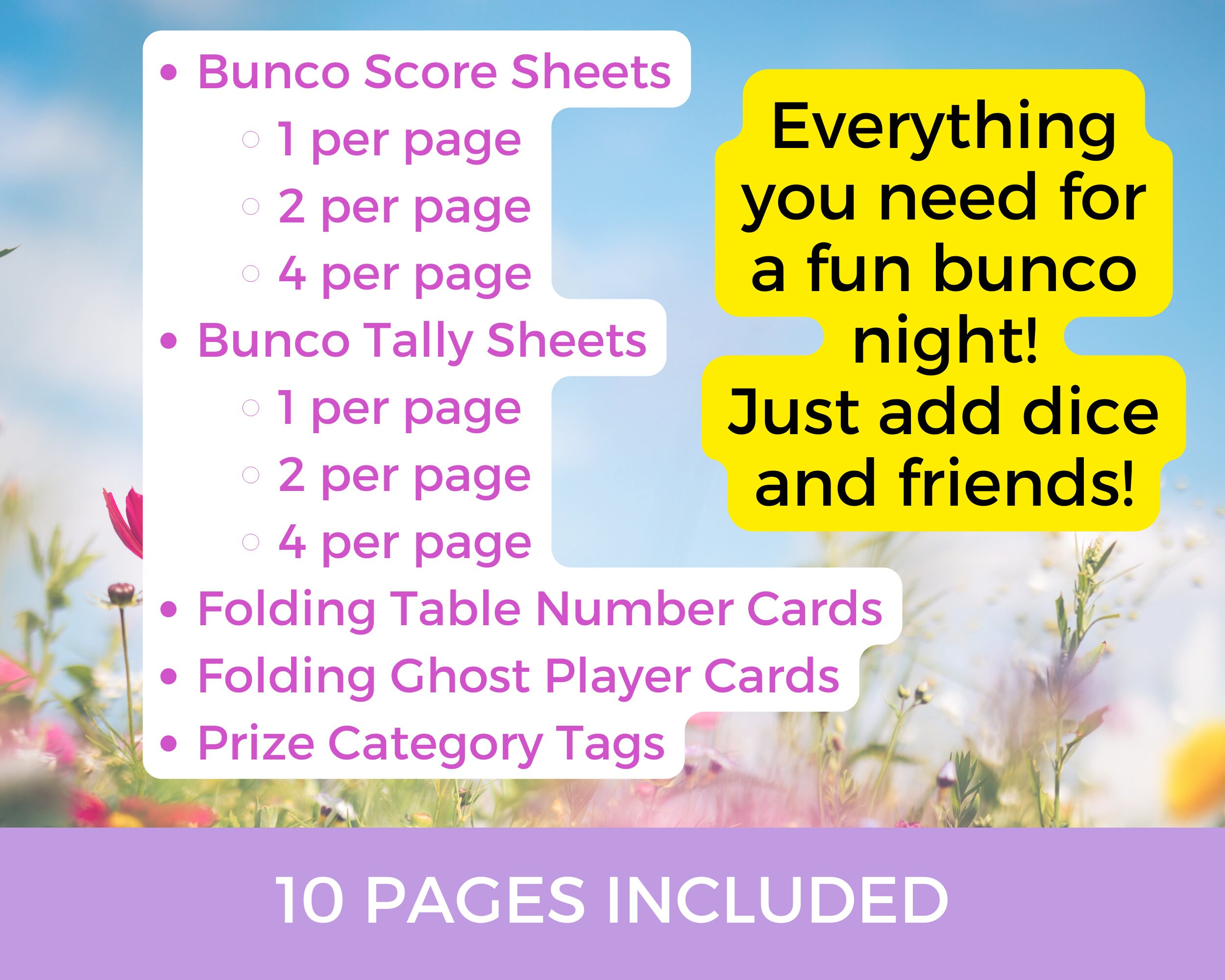 Easter Bunco Score Sheets, Easter Bunco Sheets, Easter Bunco Game Cards ...