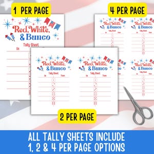 4th of July Bunco Score Sheets, July Bunco Score Cards, Patriotic Bunco Game, Bunco Babe Cards, July Bunco Party, Red White and Blue Bunco image 6