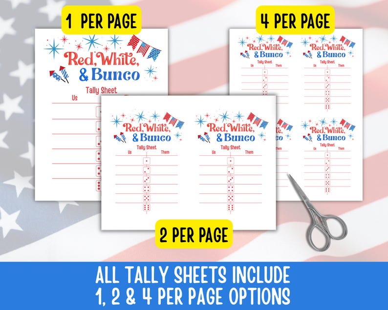 4th of July Bunco Score Sheets, July Bunco Score Cards, Patriotic Bunco Game, Bunco Babe Cards, July Bunco Party, Red White and Blue Bunco image 6