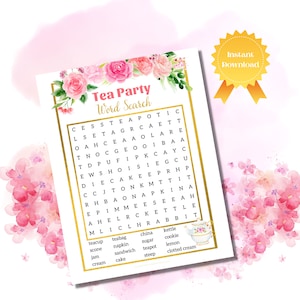 Printable Tea Party Games | Afternoon Tea Party | Tea Party Word Search | High Tea Activity | Instant Download | Ladies Tea Party | TPF1