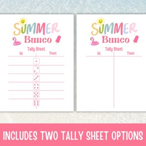 Summer Days Bunco Score Sheets, June Bunco Score Cards, June Bunco Game, Bunco Babe Cards, June Bunco Party, Summer Bunco Night Dice Game image 7