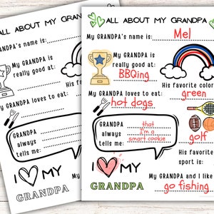 Alles over mijn opa afdrukbaar, afdrukbaar voor vaderdag voor kinderen, afdrukbaar Alles over opa invullen, kleurplaat voor kinderen, FD1