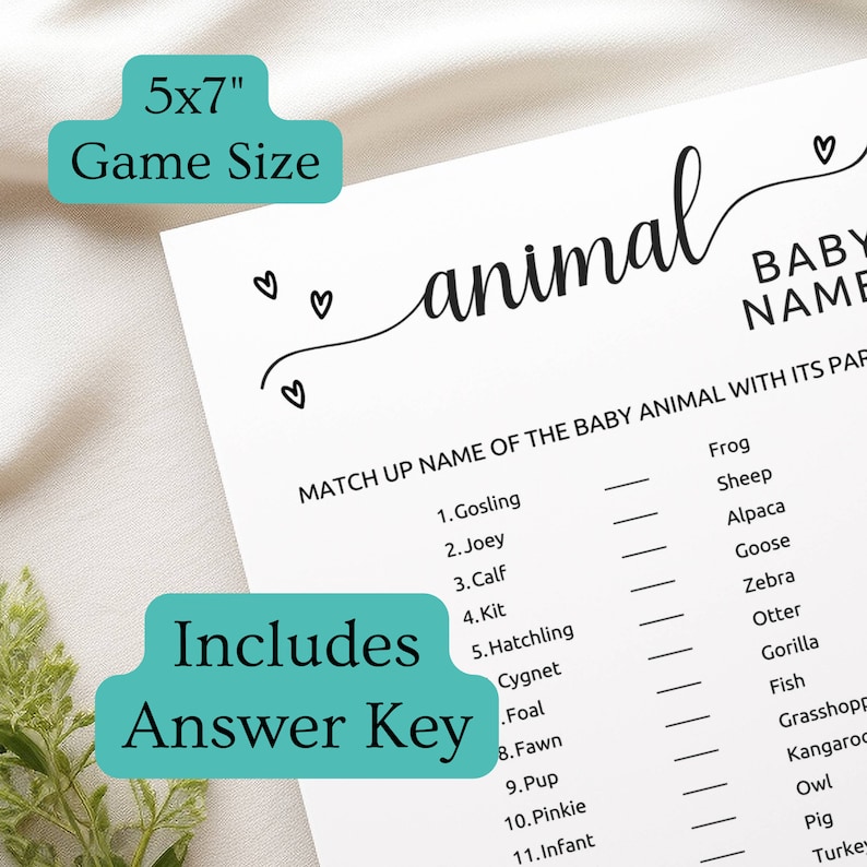 Name That Baby Animal Game Printable