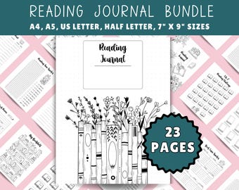 Book Reading Journal, Reading Planner Bundle, Book Tracker, Reading Challenge, Book Reading Log, Book Review, Book Series Tracker, Bookshelf