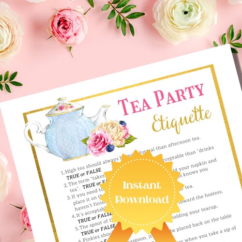 Afternoon Tea Etiquette Instant Download Tea Party - Etsy
