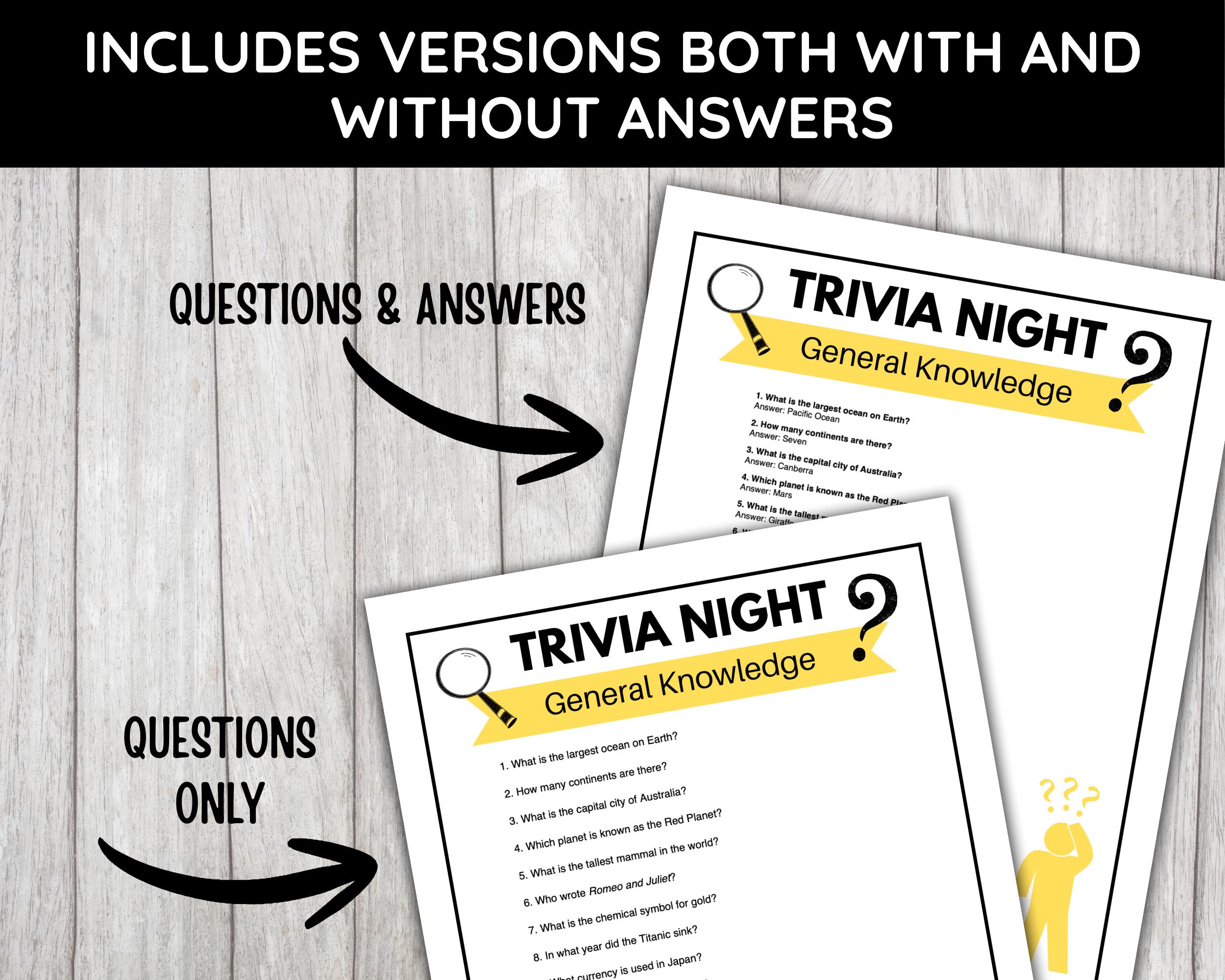 Pub Trivia Bundle: Trivia Night Games, Family Game Night, Fun Trivia ...