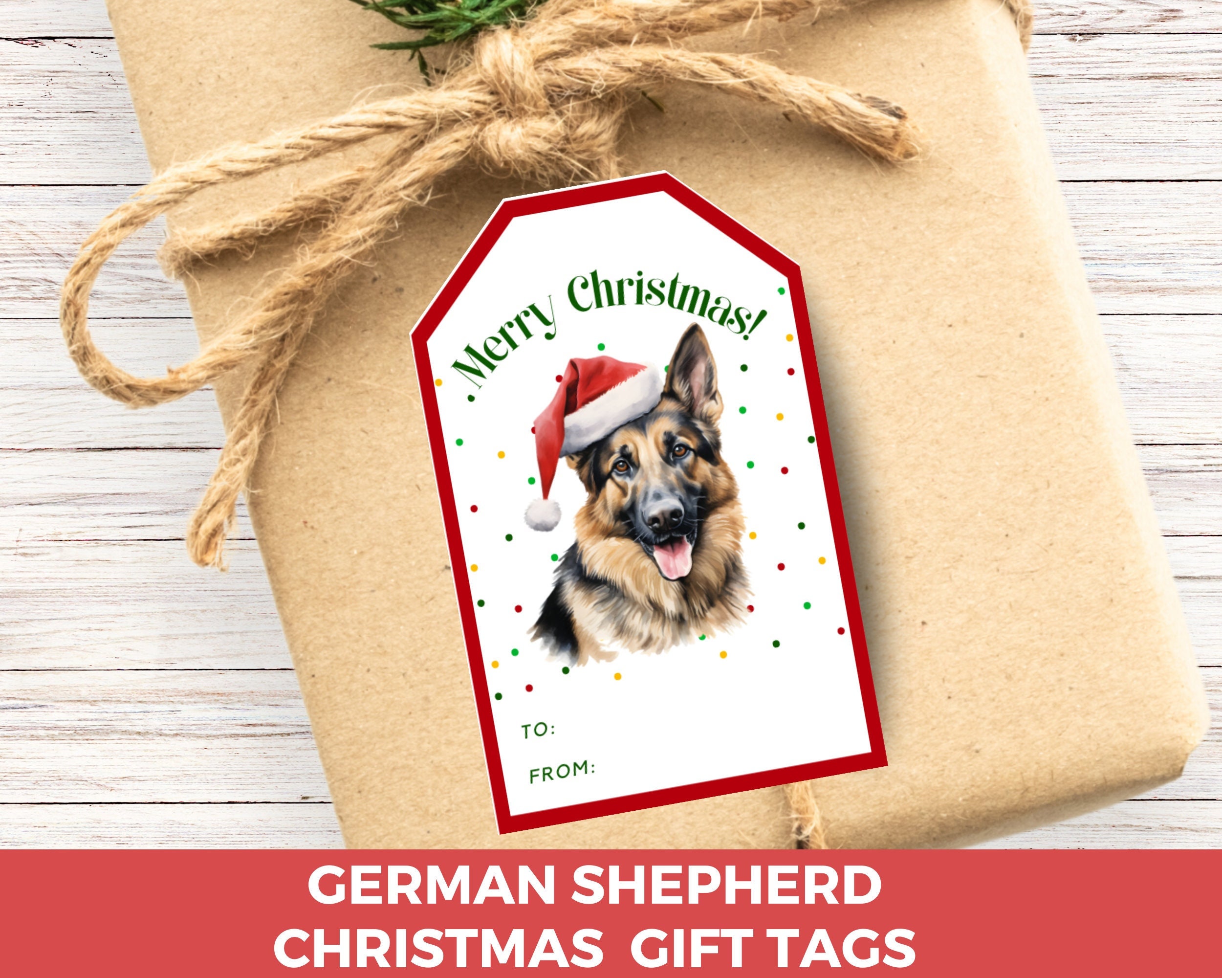 German Shepherd Christmas Gift Tags, Dog Printable Merry Christmas ...