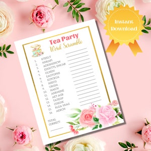 Tea Party Activities | Tea Party Printable | Ladies Tea Party Games | Shower Game | Tea Party Game | Bridal Shower | Tea Party Favors | TPF1
