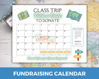 Class Trip Fundraising Calendar, Pick a Date to Donate Senior Trip Fundraiser, Pick a Date Donation Calendar,  Senior Trip Fundraiser