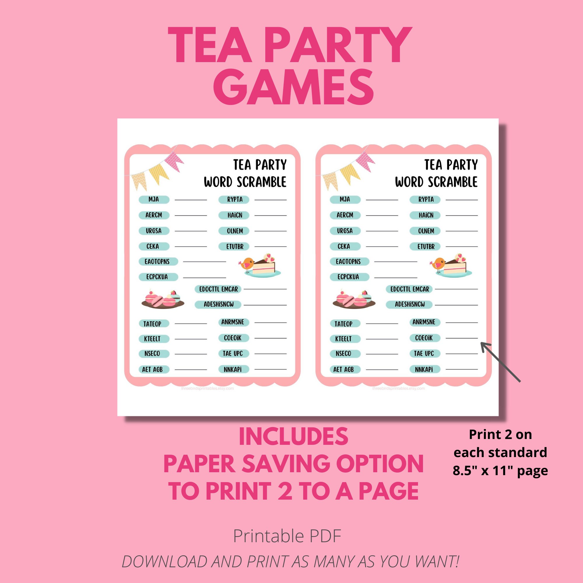 Tea Part Word Tea Party Word Scramble Game for Kids, Tea Party Games for Kids,instant ...