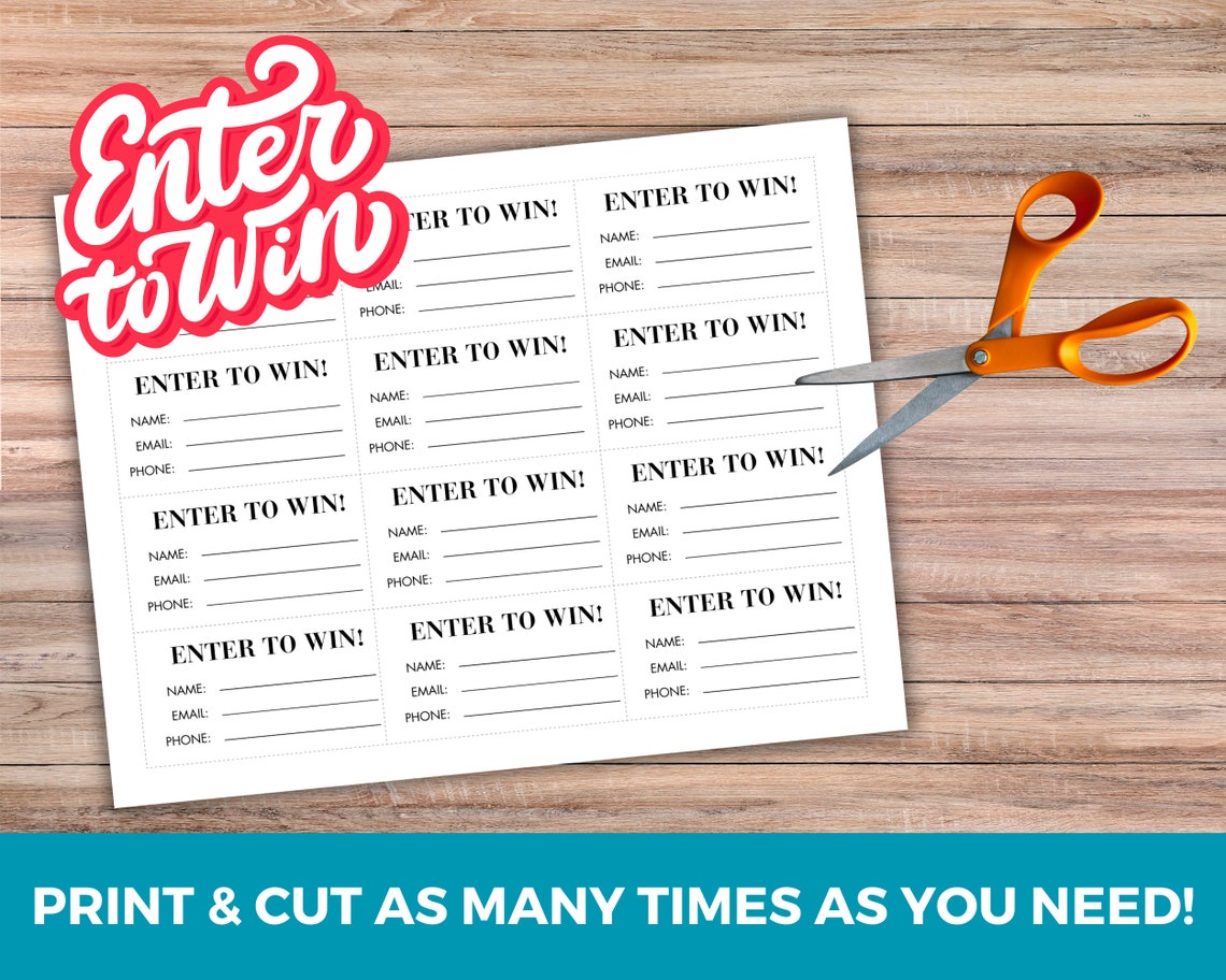 Printable Raffle Tickets, Enter to Win Tickets, Simple Raffle Ticket ...
