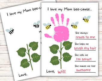 Kids Handprint Keepsake for Mom, Teacher Resource, Craft for Pre-K Kindergarten Children, Mothers Day, Grandma Birthday Gift, DIY Craft, MD1