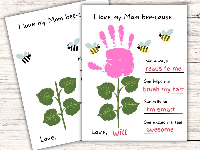 Honoson 20 Sets Mother's Day Handprint Flowers Pot Crafts For Kids DIY Why I Love My Mom Crafts Projects With Stickers Gifts From Kids For