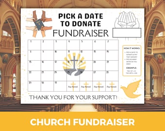 Church Fundraiser Calendar, Pick a Date to Donate Calendar, Cash Calendar, Church Fundraiser, Mission Trip Fundraising Calendar