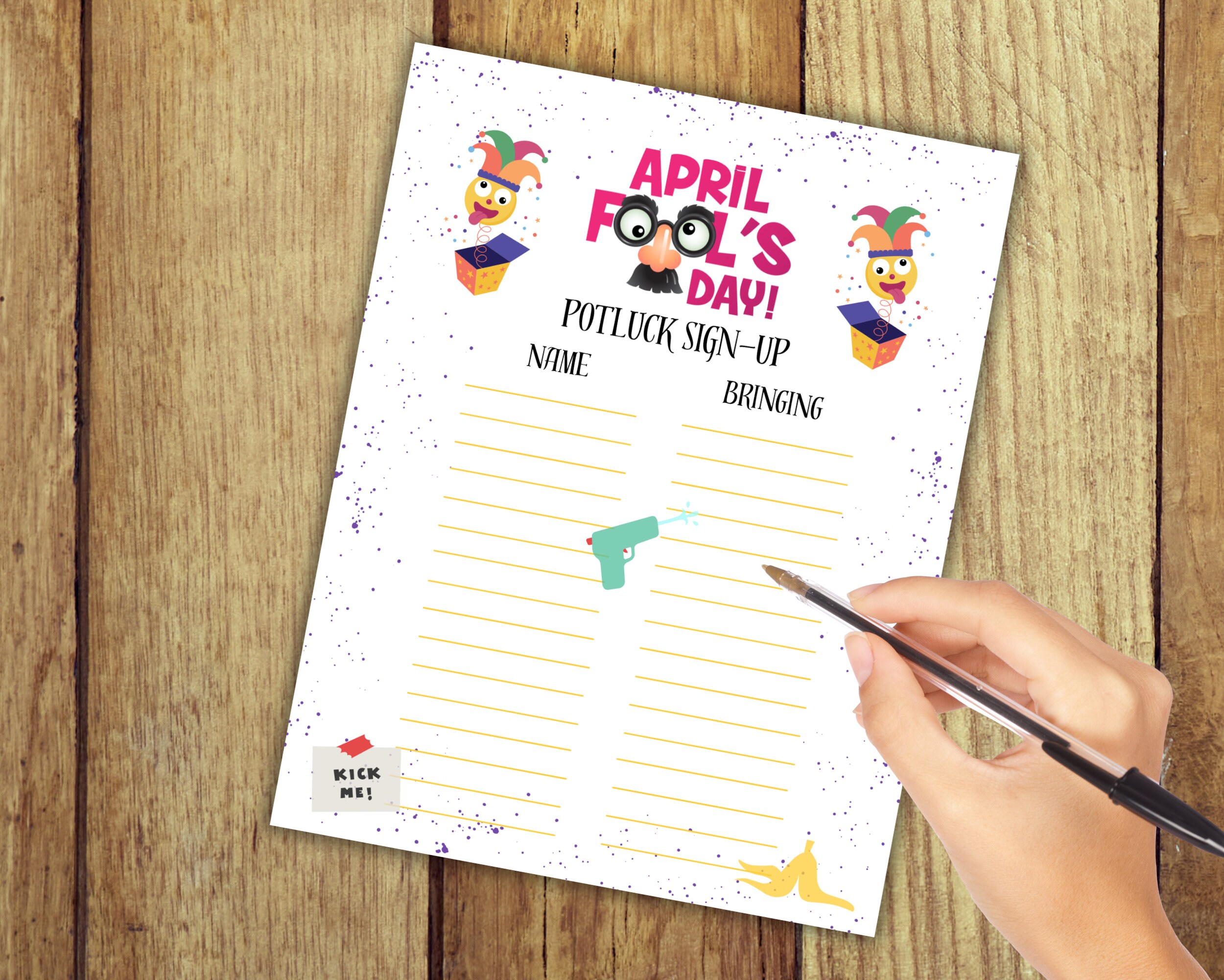 April Fools Potluck Sign up Sheet, April Fools Day Potluck Sign up Form ...