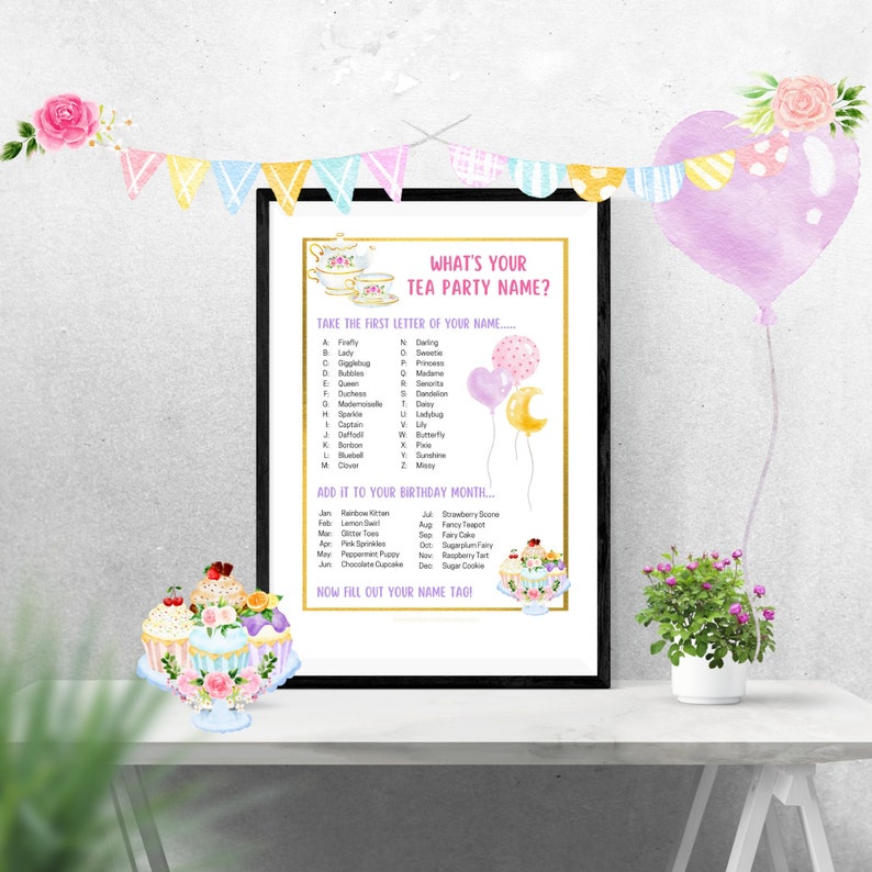 What's Your Name Game Silly Name Generator Tea Party Etsy