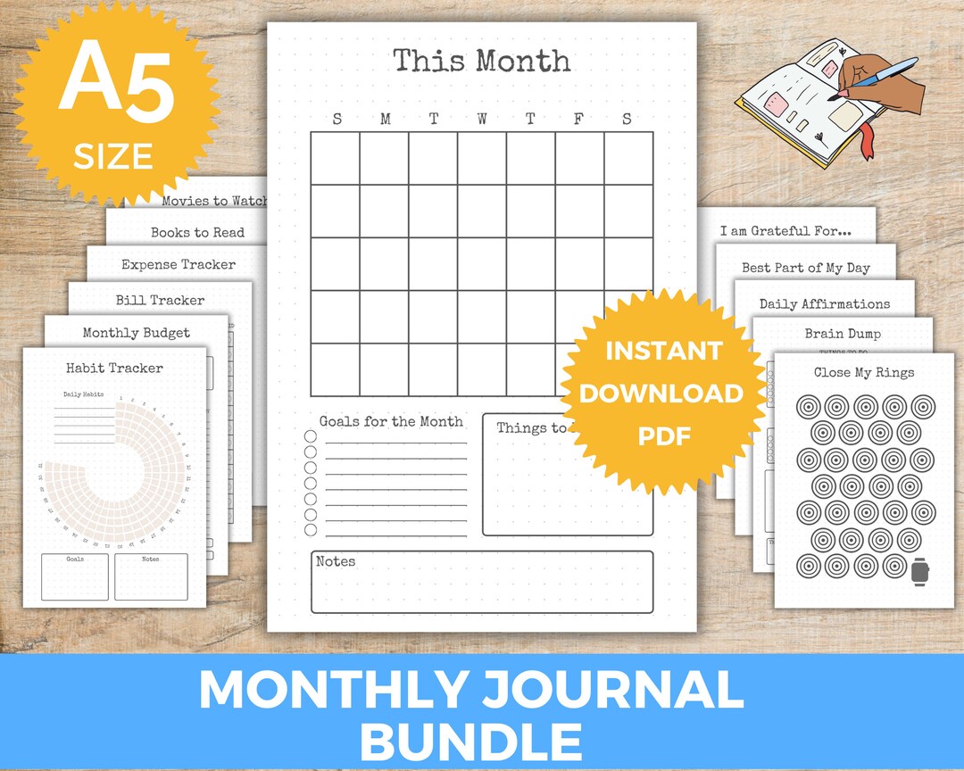 Printable Bullet Journal Pages Premade Bullet Journal - Etsy
