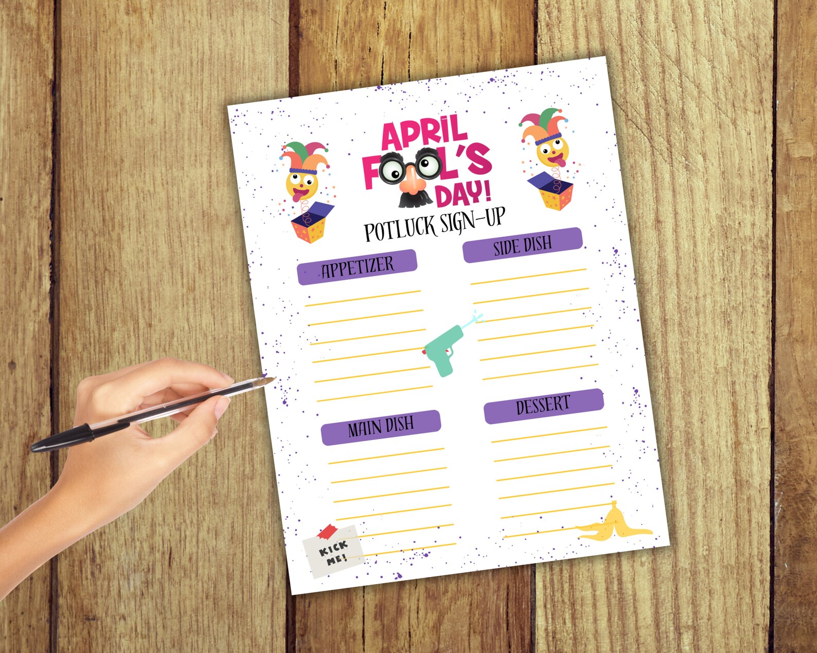 April Fools Potluck Sign up Sheet, April Fools Day Potluck Sign up Form ...