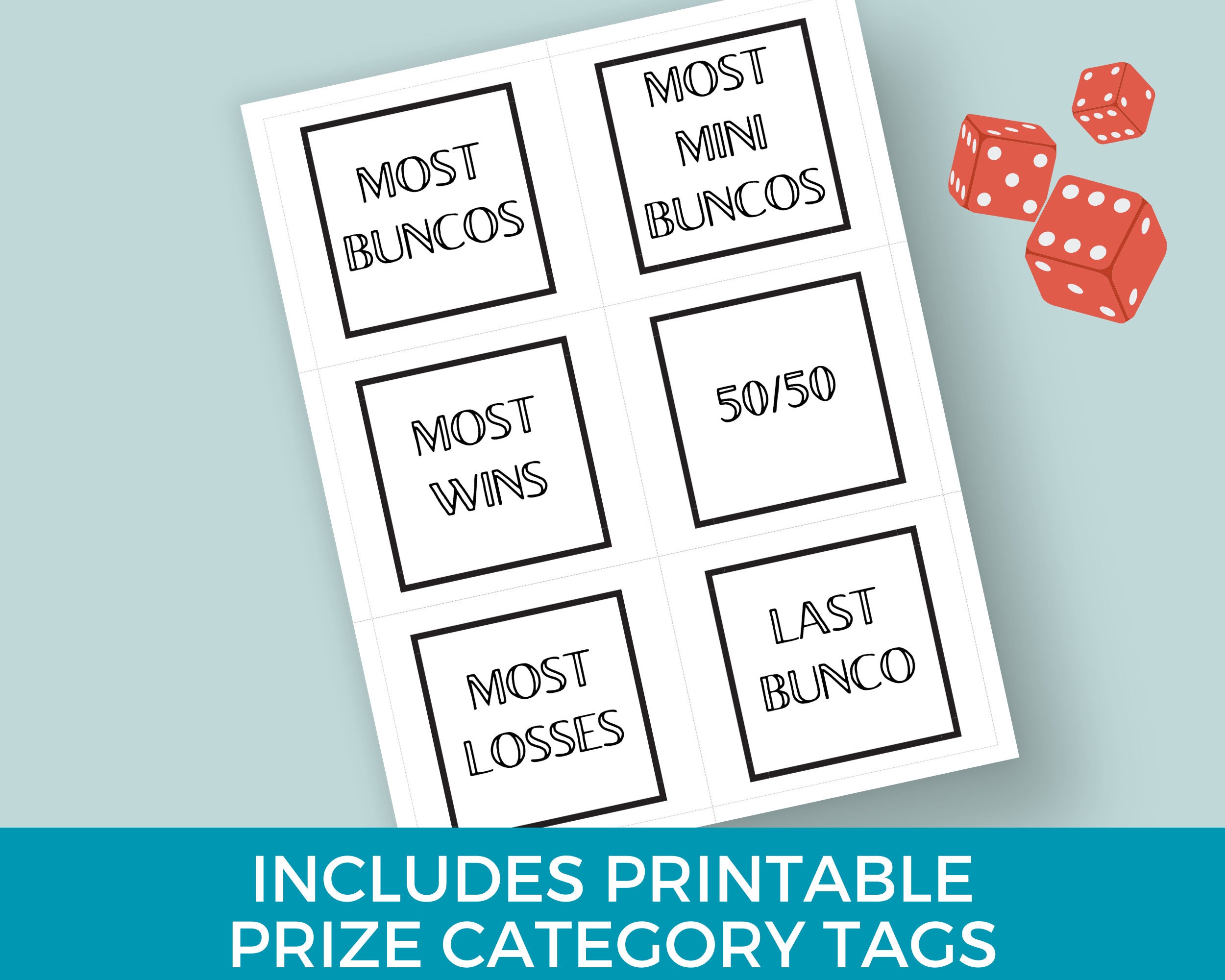 Simple Bunco Score Cards, Minimalist Bunco Tally Sheets, Printable ...