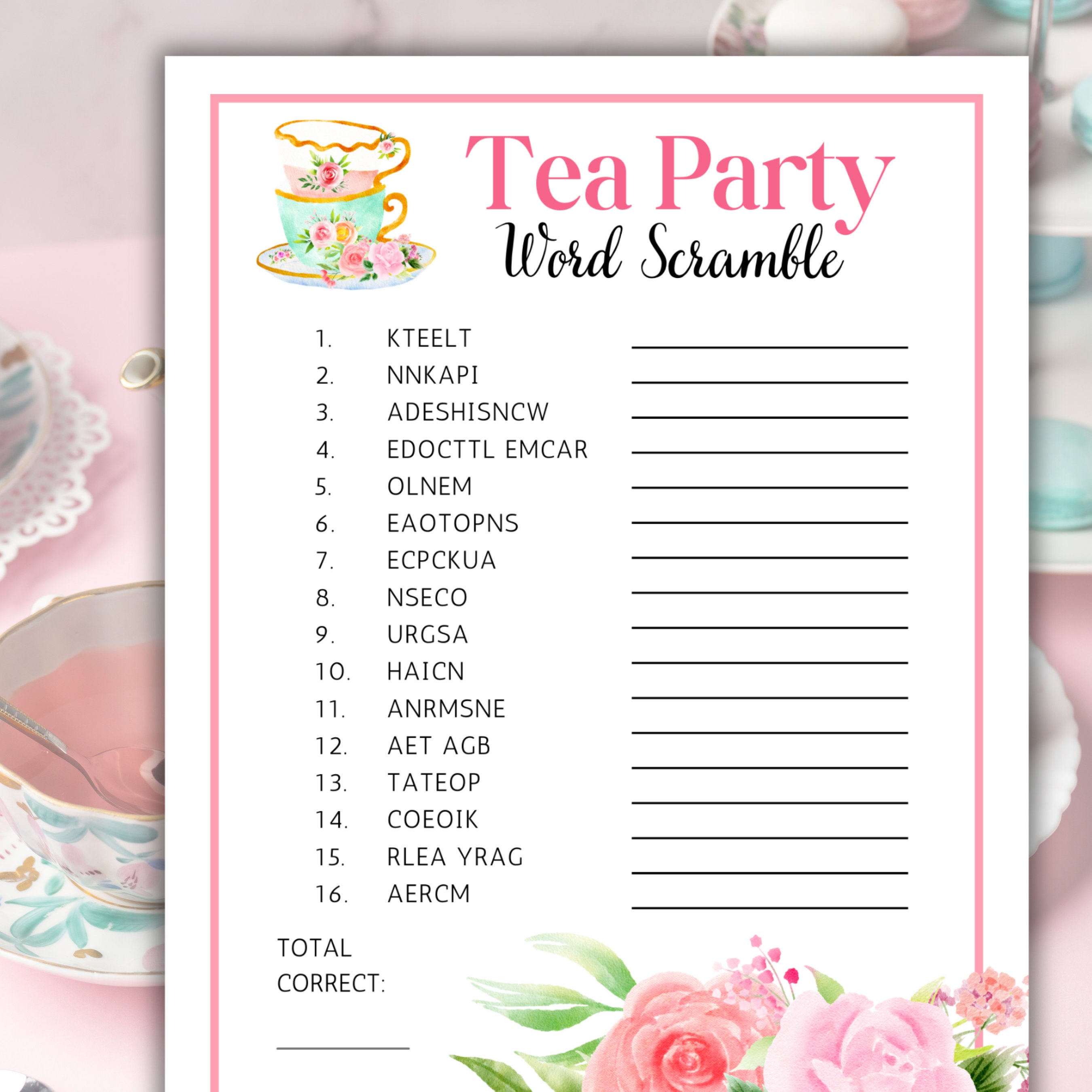Tea Party Games, Tea Party Printable Game, Tea Party Birthday, Tea ...