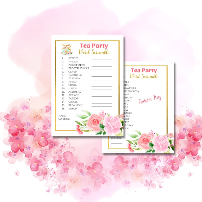 Tea Party Word Scramble Game for Adults Ladies Tea Party - Etsy