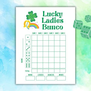 March Bunco Bundle, Lucky Ladies Bunco Sheets, St. Patrick's Bunco Game, Lucky Bunco Cards, Lucky Bunco Party, Fun March Bunco Theme