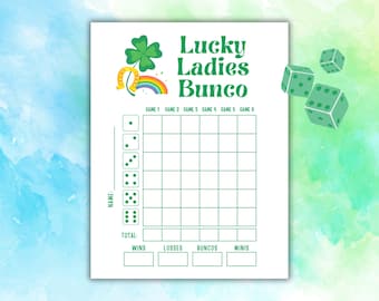 March Bunco Bundle, Lucky Ladies Bunco Sheets, St. Patrick's Bunco Game, Lucky Bunco Cards, Lucky Bunco Party, Fun March Bunco Theme