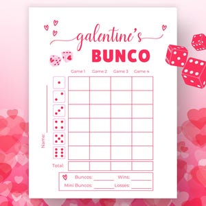 Galentine Bunco Score Sheets, Valentinstags-Würfelspiel, Galentines Party, Bunco Party, Bunco Party