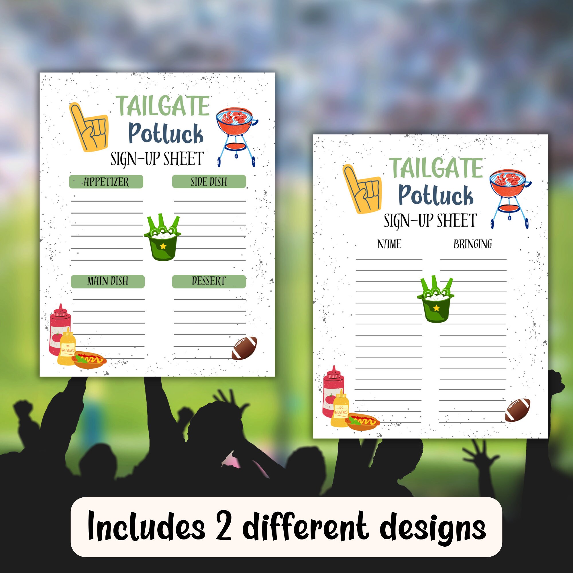 Tailgate Potluck Sign up Sheet, Potluck Sign up Form, Football Party