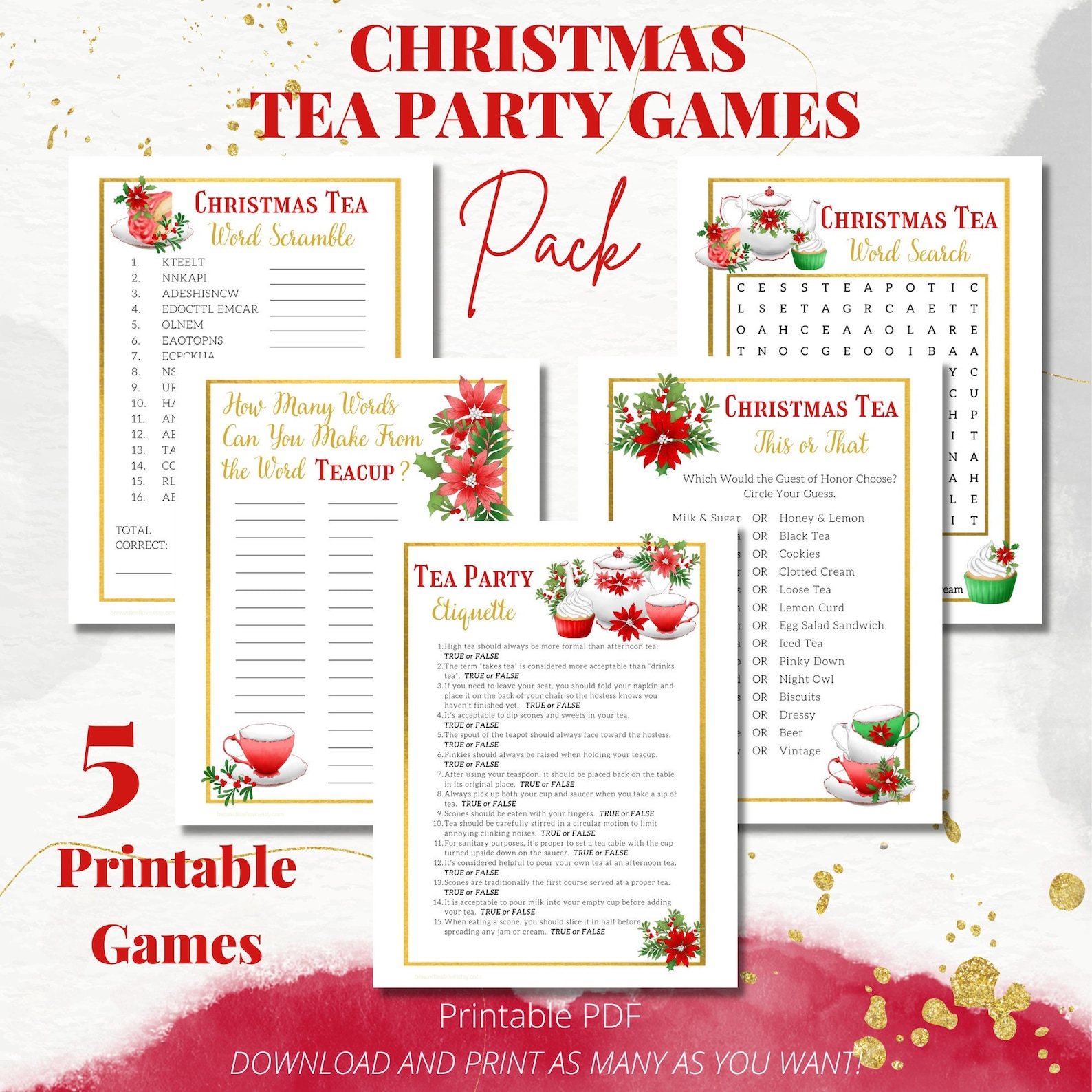 christmas-tea-party-games-pack-holiday-tea-party-instant-etsy