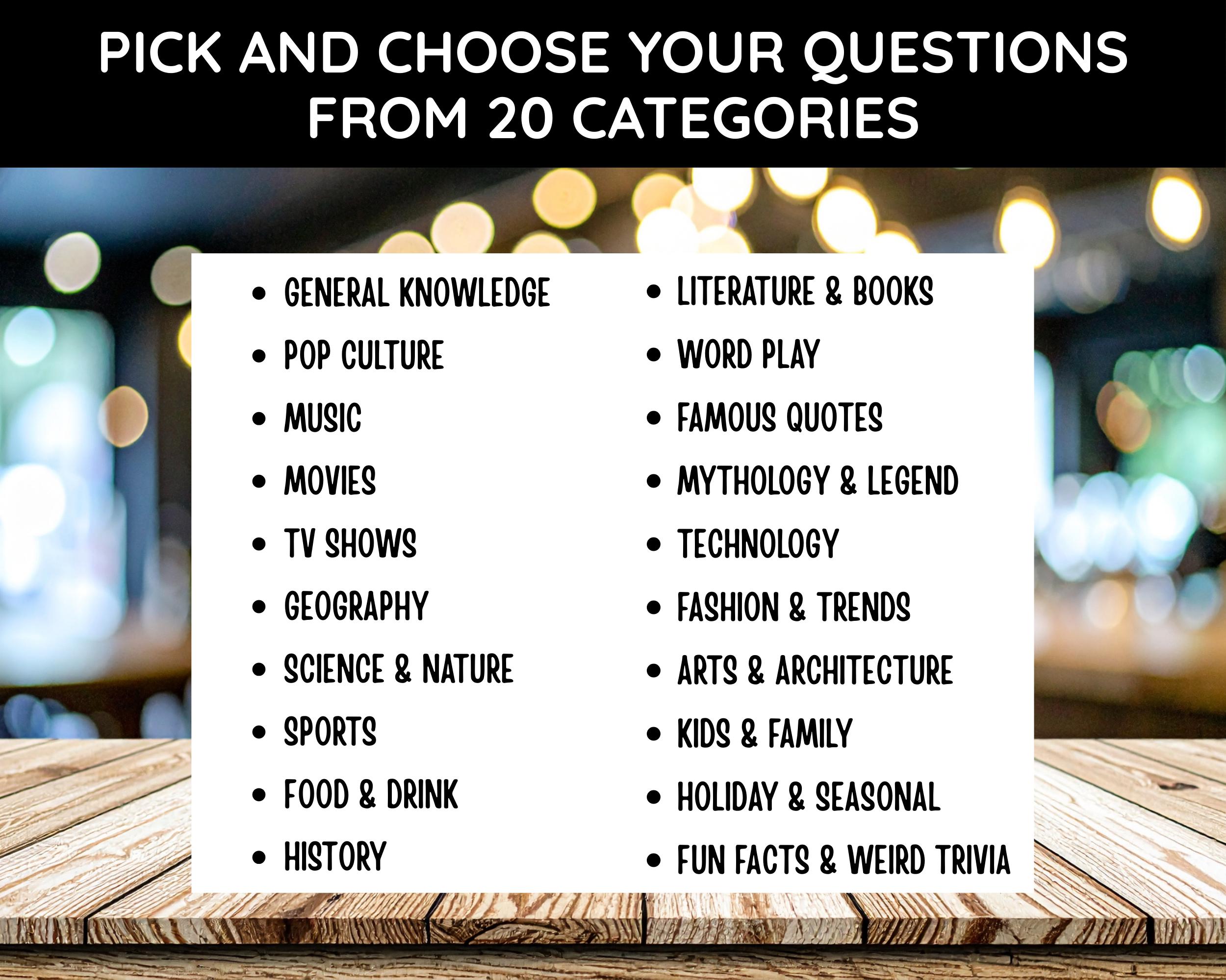 Pub Trivia Bundle: Trivia Night Games, Family Game Night, Fun Trivia ...
