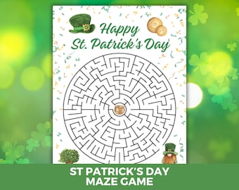 St Patrick's Day Maze, Saint Patricks Day Party Game, St Patricks Day Game, Kids St Patricks Day Activity, Printable Leprechaun Maze