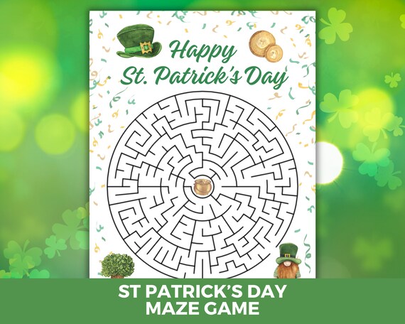 St Patrick's Day Maze, Saint Patricks Day Party Game, St Patricks Day Game, Kids St Patricks Day Activity, Printable Leprechaun Maze