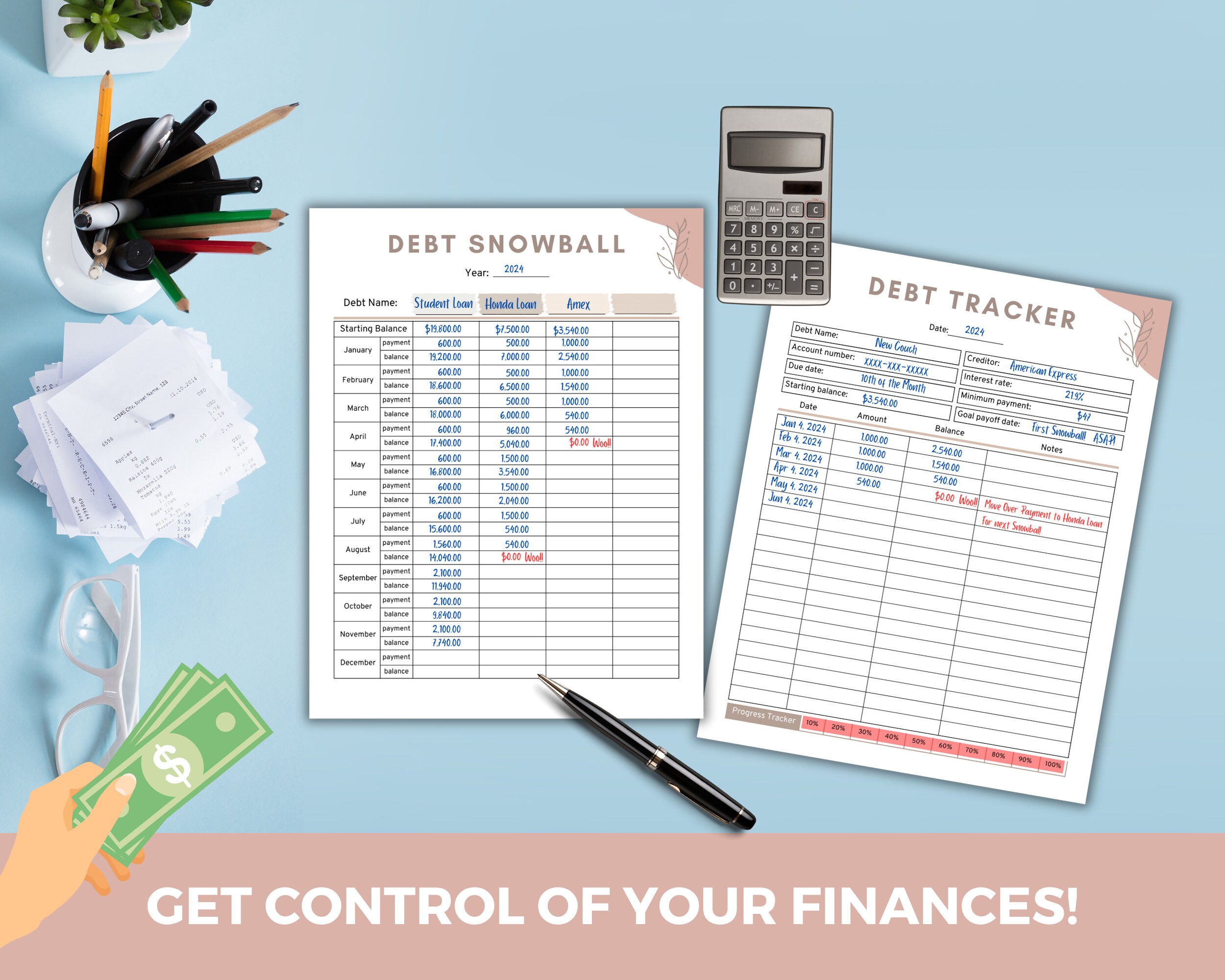 Debt Snowball Tracker Printable, Printable Snowball Debt Tracker, Debt ...