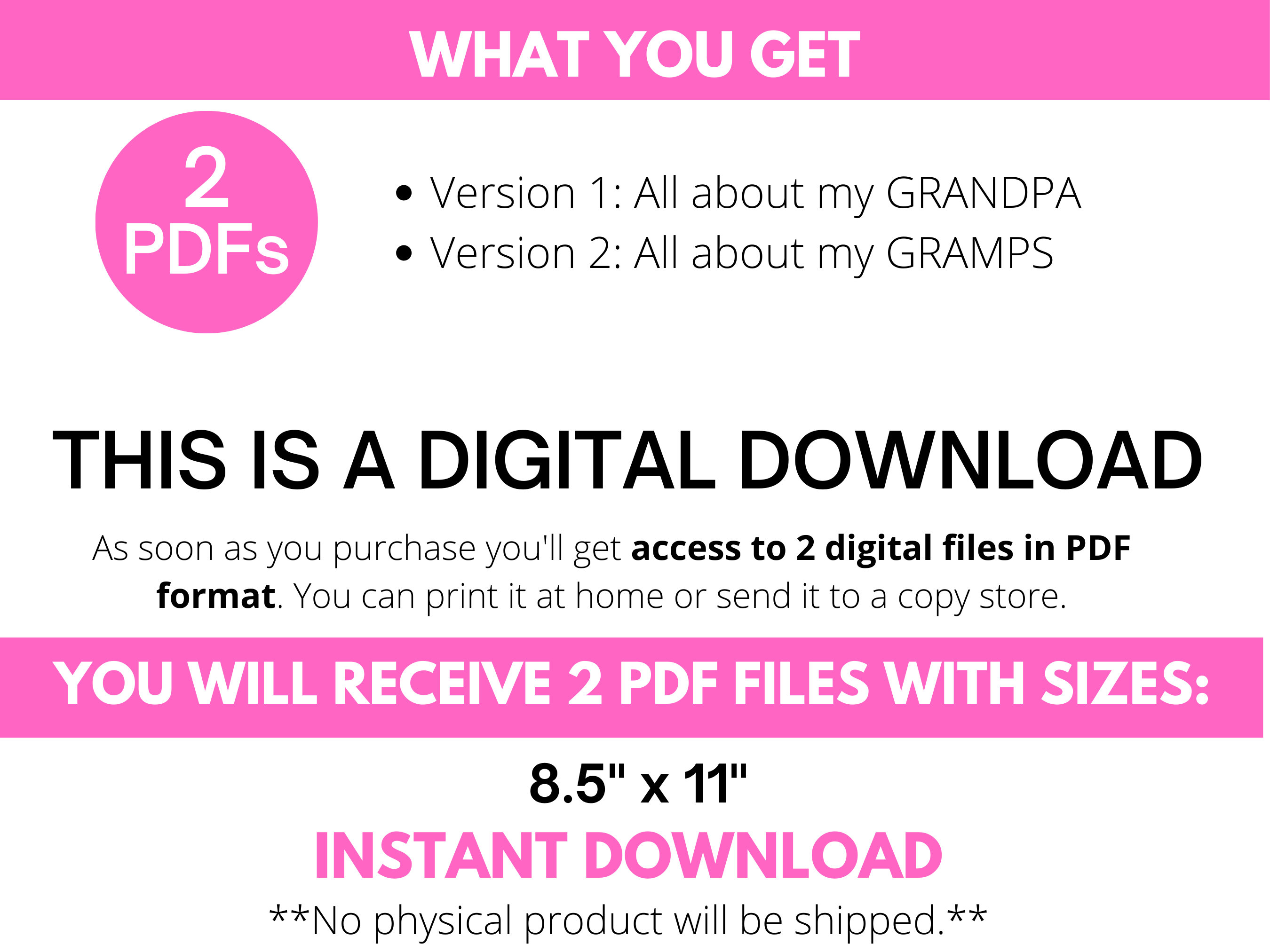 All About My Grandpa Printable Kids Father's Day - Etsy