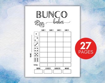Simple Bunco Score Card Bundle, Minimalist Bunco Tally Sheets, Printable Black and White Bunco Set, 3 4 5 6 Games Bunco Cards, Bunco Babes