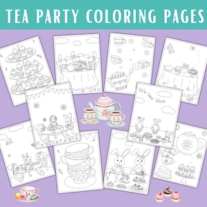 Tea Party Coloring Pages, Tea Party Activity Pages, Tea party favors kids, Tea party games, tea party decorations, tea party activity book,