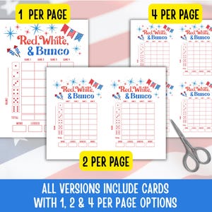 4th of July Bunco Score Sheets, July Bunco Score Cards, Patriotic Bunco Game, Bunco Babe Cards, July Bunco Party, Red White and Blue Bunco image 4