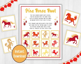 2026 Lunar New Year Game, Year of The Fire Horse Scavenger Hunt, Chinese New Year Game Kids, Lunar New Year Celebration, Classroom Activity