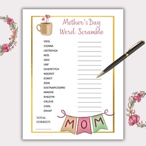 Mothers Day Game Printable, Mother&#39;s Day Brunch Ideas, Printable Mother&#39;s Day Games For Kids And Adults, Mother&#39;s Day Activity, Mums Day MD1