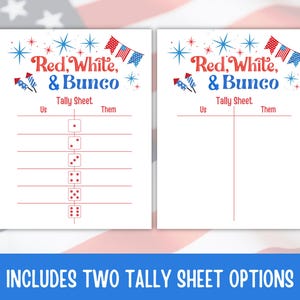 4th of July Bunco Score Sheets, July Bunco Score Cards, Patriotic Bunco Game, Bunco Babe Cards, July Bunco Party, Red White and Blue Bunco image 5