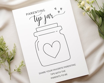Fun Baby Shower Activity, Advice for New Baby, Parenting Tip Jar Sign, Couples Baby Shower Game, Minimalist Gender Neutral Baby Shower Game