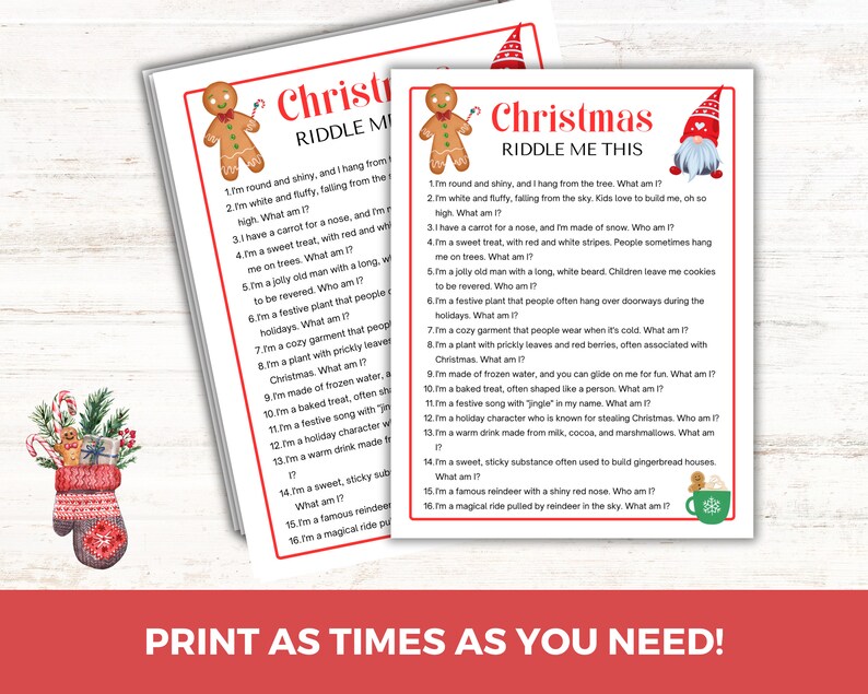 Christmas Riddles Game, Christmas Party Game Kids, Christmas Riddle Me ...