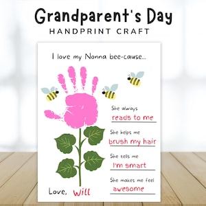 Nonna Grandparents Day Handprint Craft, Nonna Gift Kids, Mothers Day Nonna, Nonna Birthday, Preschool Craft, Daycare Craft, Kids Activity