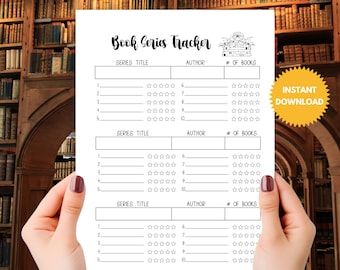 Book Series Tracker, Reading Tracker, Reading Journal, Book Series Planner, Reading Log, Book Series Journal, A4 A5 Half Letter 7x9 Letter